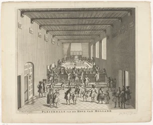 Court of Holland i møte, ca. 1700 Pleitrolle van den Hove fra Holland (tittel på objekt)