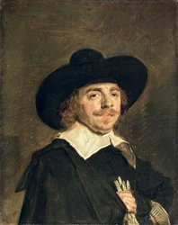 Et lite portrett av en mann som holder hansker, ca. 1642