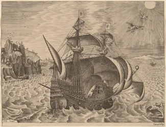 Bevæpnet tremester med Daedalus og Icarus i himmelen