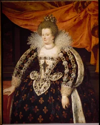 Portrett av Marie de Medici (1573 - 1642), kone til Henry IV og mor til Louis XIII Maleri av Frans Pourbus Le Jeune (Francois (Franz) Porbus