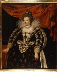Portrett av Maria av Medici (1573 - 1642), kone til Henrik IV og mor til Ludvig XIII. Maleri av Frans Pourbus Le Jeune (Francois (Franz) Porbus