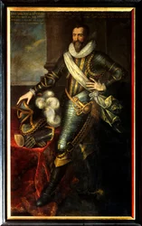 Portrett av Maximilian de Bethune, hertug av Sully (1559-1641) som stor artillerimester. Maleri av Pourbus Franz II Le Jeune (Frans eller Francois Porbus