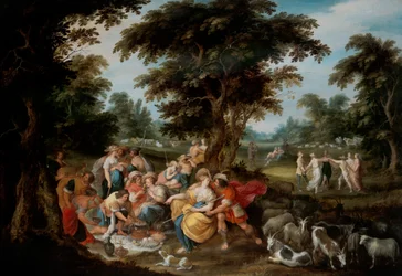 Arcadia: Et pastoralt landskap med hyrder og gjeterinne