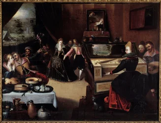 The Prodigal Child in Courtesans Painting av Frans (Francois (Franz) Pourbus l