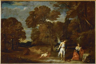 Landskap med Hagar og engelen, ca. 1640 (maleri på lerret)