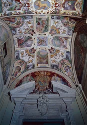 Fresker med hvelvet tak i en hall, Lateran-palasset, Italia, Lazio-regionen, Roma (bilde)