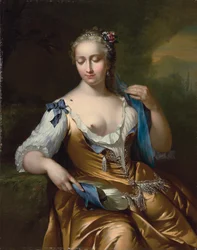 Dame i et landskap med en flue på skulderen: en allegori om berøring, 1742