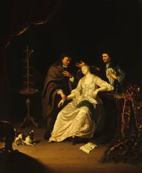 En lege som pleier en besvimende jente, 1713