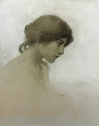 Head of a Girl (blyant og kritt på papir)