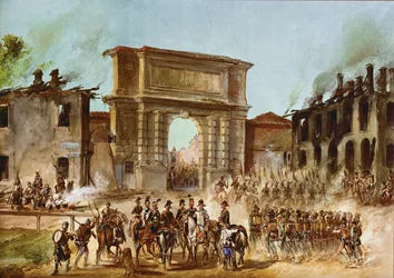 Feltmarskalk Radetzky før Porta Romana i Milano