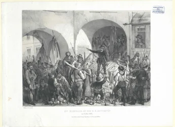 Barrikaden ved KK-universitetet 26. mai 1848 (litografi)