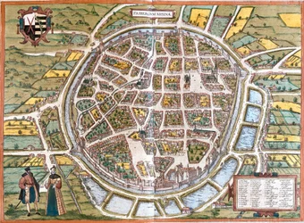 Bykart over Freiberg (Fribergum Misinae), Tyskland (radering