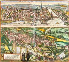 Utsikt over Constance (Contantia), Tyskland og St. Galli (S. Galli), Sveits (radering