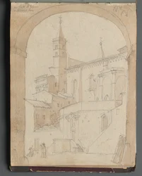 Album med utsikt over Roma og omgivelsene, landskapsstudier, side 18a: Saint John Lateran, Roma