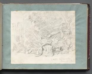 Album med utsikt over Roma og omgivelsene, landskapsstudier, side 24a: "In Villa Walkonsky"