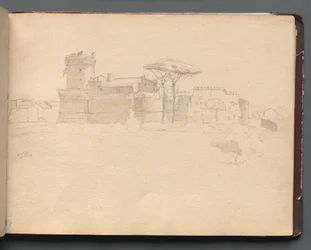 Album med utsikt over Roma og omgivelsene, landskapsstudier, side 28a: "Ostia"