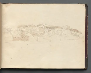 Album med utsikt over Roma og omgivelsene, landskapsstudier, side 30a: Romersk panoramautsikt.