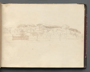 Album med utsikt over Roma og omgivelsene, landskapsstudier, side 30a: Romersk panoramautsikt