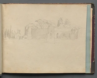 Album med utsikt over Roma og omegn, landskapsstudier, side 51a: Romersk landskap.
