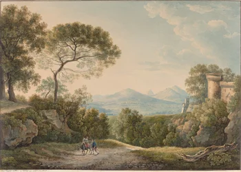 Utsikt fra Tivoli over Tiberdalen ved solnedgang