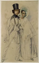 Ekteparet Paul og Amalie Taglioni (Studie til maleriet «Parade for det første fotgarderegimentet», 1839)