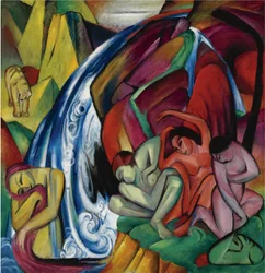 Fossen Kvinner under en foss, 1912