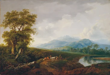 landskap med snøfjell
