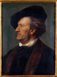 ""Portrett av komponisten Richard Wagner"" (Portrett av komponisten Richard Wagner (1813-1883)) Maleri av Franz von Lenbach (1836-1904) - 1871 - Olje på tre - Richard Wagner-museet, Bayreuth