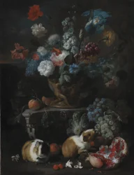 Blomsterstykke med marsvin