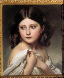 Portrett av en jente som heter prinsesse Charlotte. Maleri av Xaver Winterhalter (1806-1873) 1850 Privat samling - Portrett av en ung jente kalt prinsesse Charlotte. Maleri av Xaver Winterhalter (1806-1873)
