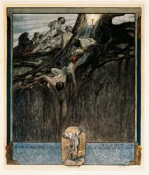 Østerrike, Wien, illustrasjon av Dante Alighieris guddommelige komedie (himmel, sang IV) av Franz von Bayros
