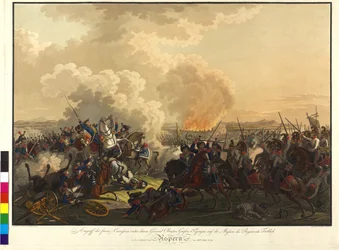 Slaget ved Aspern 1809 (farget gravering)