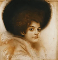 Portrett av en dame med hatt,