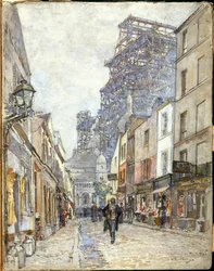 Chevalier-de-la-Barre Street, med Sacré-Coeur under bygging