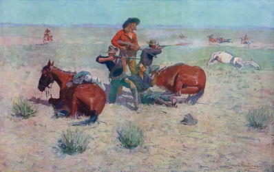 Indianere som angriper cowboyer. Frederic Remington.