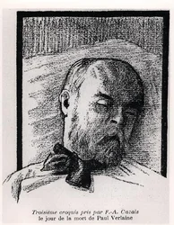 Skisse av Paul Verlaine på dødsleiet hans, fra 