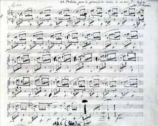 Noter til Prelude 1 for piano av Frederic Chopin (1810 - 1849), polsk komponist.