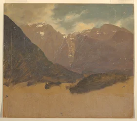 Tegning, Alpelandskap (Bayern eller Sveits), 1868