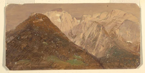 Tegning, Alpelandskap (sannsynligvis Sveits), 1868
