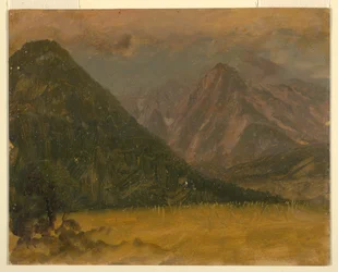 Tegning, Alpelandskap, Bayern eller Sveits, 1868