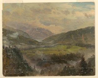 Tegning, Apline-landskap (Bayern eller Sveits), 1868