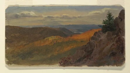 Tegning, Høstlandskap i New England, 1865