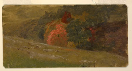Tegning, høstlandskap, ca. 1865