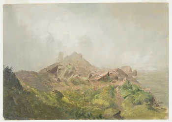 Tegning, basen til den amerikanske fossen, Niagara, 1856–58