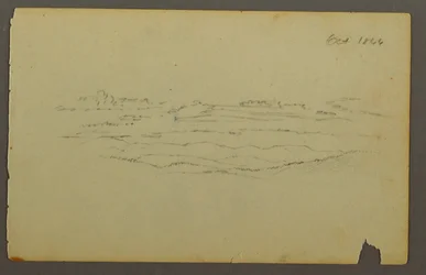 Tegning, Bredt bølgende landskap med skyer, 1844