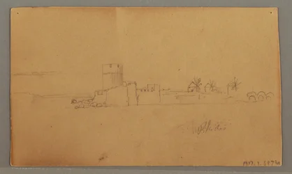 Tegning, Slott ved havnen, 29. mai 1868