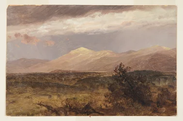 Tegning, Catskill-fjellene ved solnedgang, 1882