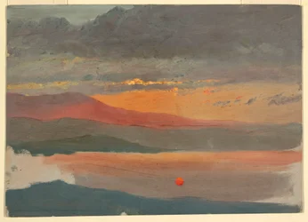 Tegning, skystudier ved solnedgang, 1860–70