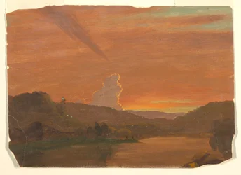 Tegning, skystudie ved solnedgang, 1850–60