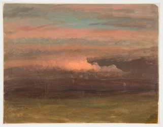 Tegning, skystudie ved solnedgang, 1860–70